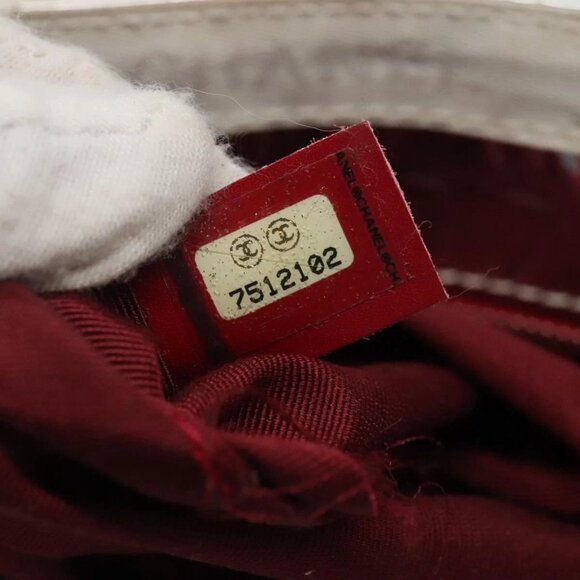 CHANEL Choco Bar COCO Mark Chain Hand Bag Canvas Beige Silver CC Auth BA4601 - Picture 11 of 16